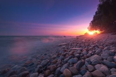 Scenic view of sea during sunset