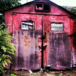 Closed door of house