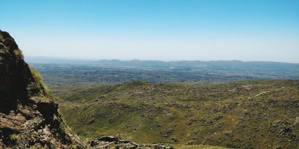 Scenic view of mountains against clear sky