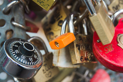 Close-up of padlocks