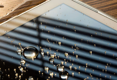 High angle view of water drops on ceiling