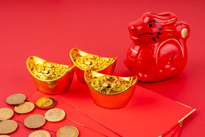 Close-up of christmas decorations on table