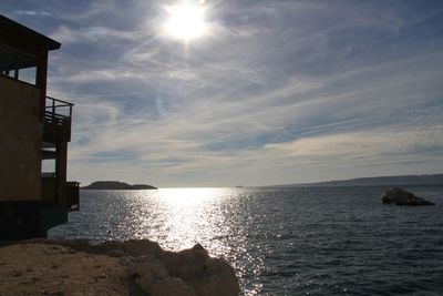 Scenic view of sea against sky at sunset