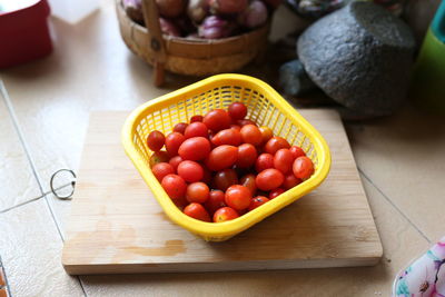 High angle view of vegetables on table