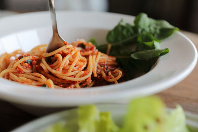 Close-up of meal served in plate