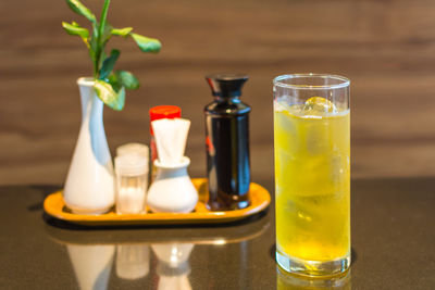 Close-up of drink on restaurant table