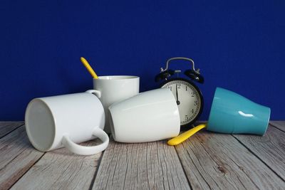 High angle view of coffee on table