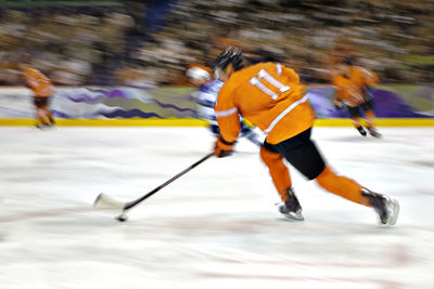 Players on hokey arena