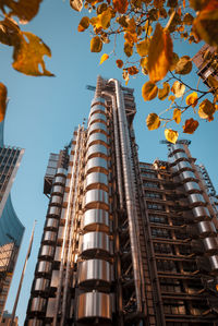 Low angle view of modern buildings against sky