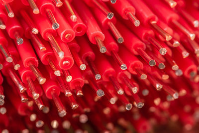 Stripped electrical copper cable wire close-up