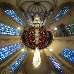 Illuminated ceiling of cathedral