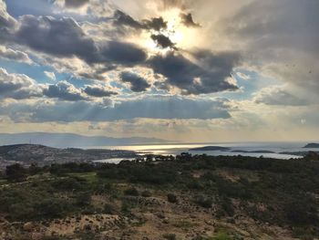 Scenic view of landscape against sky during sunset