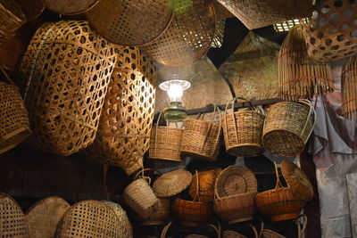 Close-up of wicker for sale in market