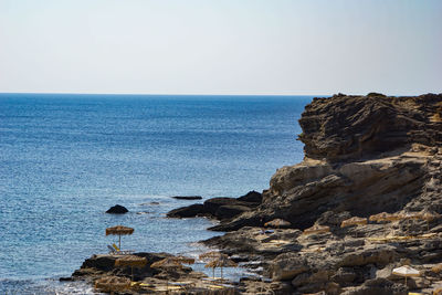 Scenic view of sea against clear sky