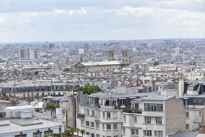 High angle shot of townscape against sky