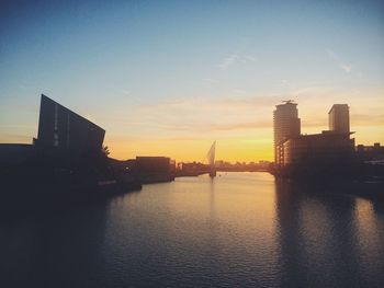 View of cityscape at sunset