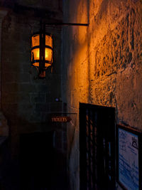 Low angle view of illuminated building at night