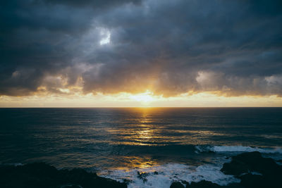 Scenic view of sea against sky during sunset