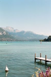 Scenic view of sea against clear sky