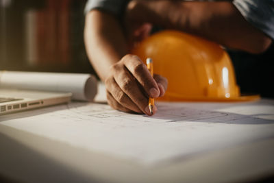 Man working on table