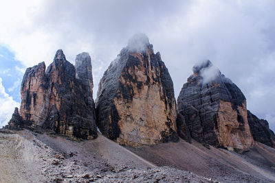 Panoramic view of rock formations against sky