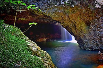 Scenic view of waterfall