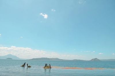Boat sailing in sea