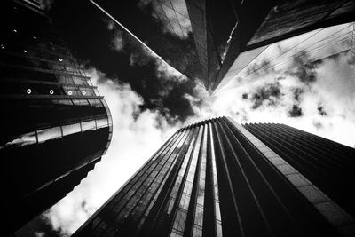 Low angle view of modern building against sky