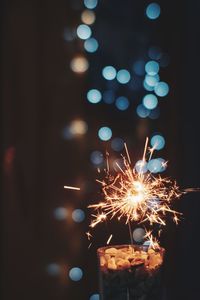 Close-up of burning sparklers