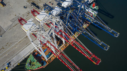 High angle view of ship in sea