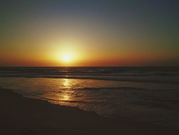 Scenic view of sea at sunset