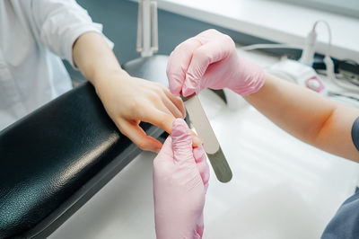 High angle view of woman working