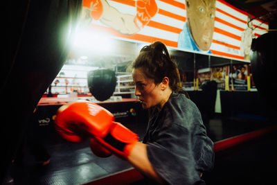 Portrait of maja lehrer woman boxing, female fighter.