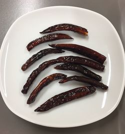 High angle view of dessert in plate