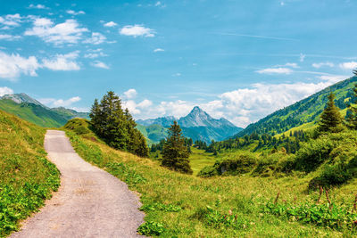 Hiking trails on the hochtann mountain pass, austria.