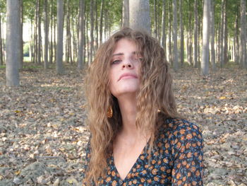 Portrait of woman in forest