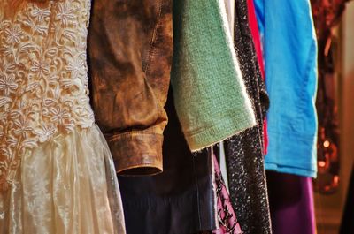 Close-up of clothes hanging