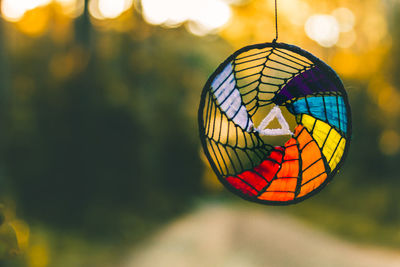 Close-up of multi colored ball hanging