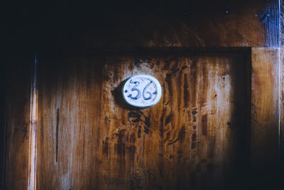 Close-up of clock on table