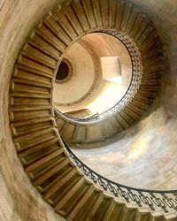 High angle view of spiral stairs