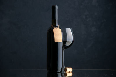 View of wine against black background