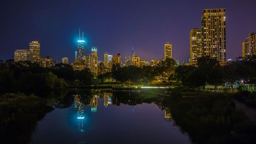 City lit up at night