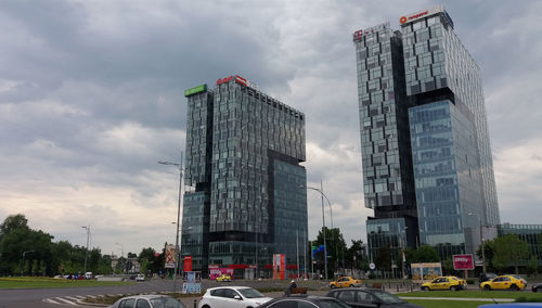 View of city against cloudy sky