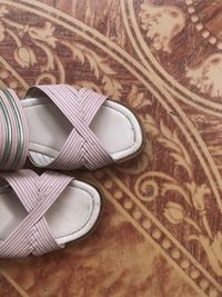 High angle view of shoes on table