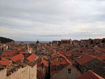 High angle view of townscape against sky