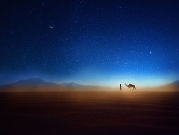 Scenic view of landscape against sky at night