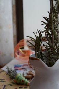 Close-up of baby at home