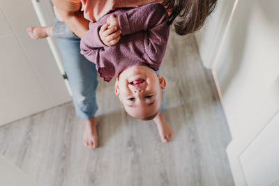 Mother and daughter at home