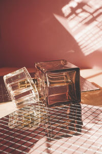 Close-up of model house on table