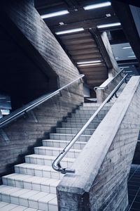 High angle view of staircase in building